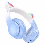 HOCO W42 Bleu Cristal – Casque Bluetooth 5.3 avec Oreilles LED