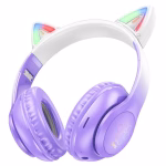 HOCO W42 Violet Raisin avec Oreilles de Chat LED allumées – Casque Bluetooth 5.3 Algérie