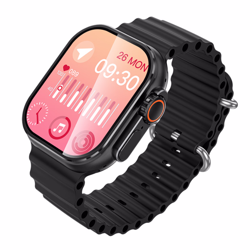 HOCO Y23 Ultra Smartwatch noire bracelet silicone sport.
