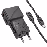 HOCO AC 24 - chargeur voyage duel ports  PD25W+QC3.0 Set (C toIP) / (C to C ), mini black – Image 6