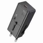 HOCO AC 25 -chargeur voyage single port PD 30 W (C to C)/(C to IP,mini )(EU/UK/CA) black