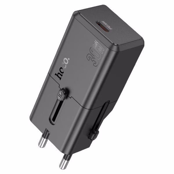 HOCO AC 25 -chargeur voyage single port PD 30 W (C to C)/(C to IP,mini )(EU/UK/CA) black
