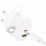 HOCO CS54A - chargeur rapide surplus duel port PD 20W+QC3.0 (C to IP)/ (c to c)- version europeene white – Image 5