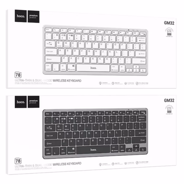 HOCO GM32 - Clavier sans fil  Wisdom à double mode (version anglaise)- deux apareils au meme temp