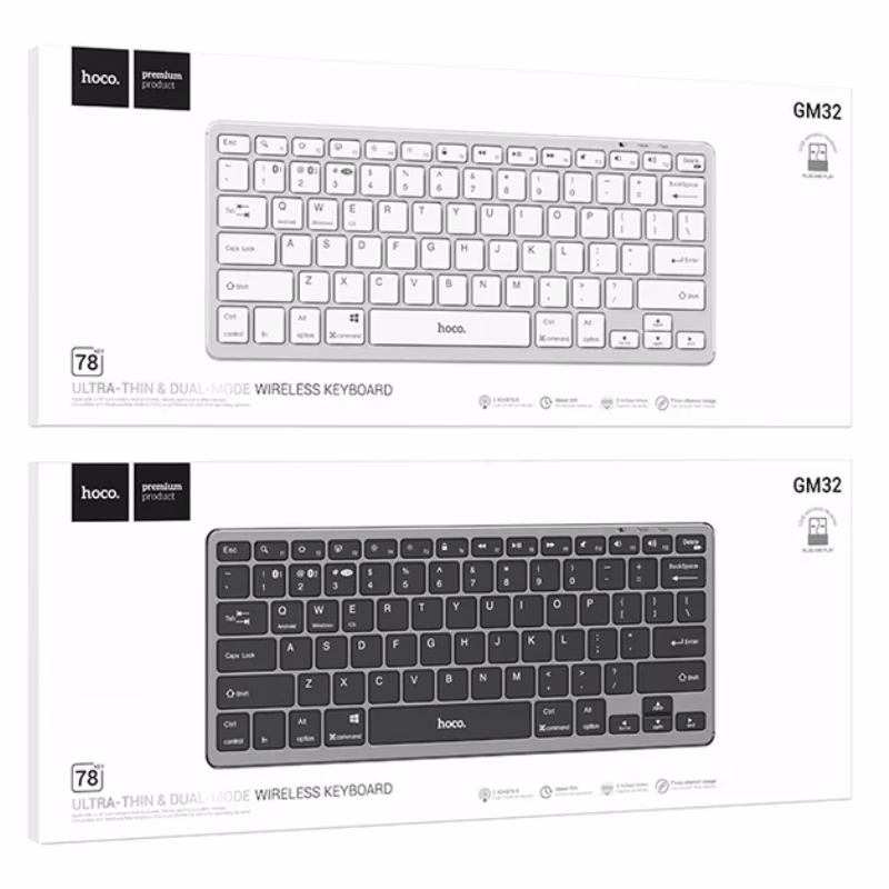 HOCO Algérie DZ - GM32 Wisdom wireless dual-mode keyboard(english version) HOCO GM32 - Clavier sans fil Wisdom à double mode (version anglaise)- deux apareils au meme temp – Image 1