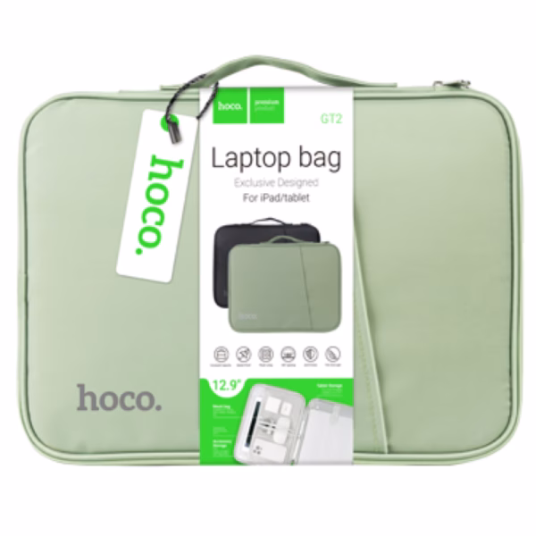 HOCO GT2 - Sac d'ordinateur portable de la série Simple (12,9 pouces) vert - matériaux de qualités avec un design moderne