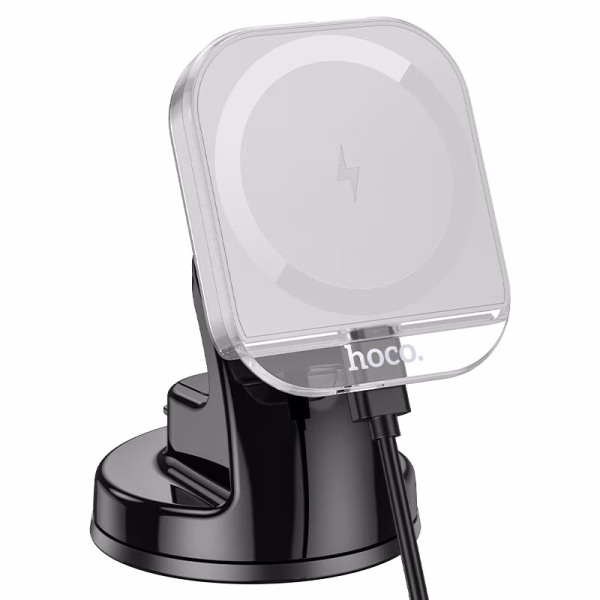 HOCO HW18 - Support de voiture magnétique sans fil à chargement rapide Crystal (console centrale)