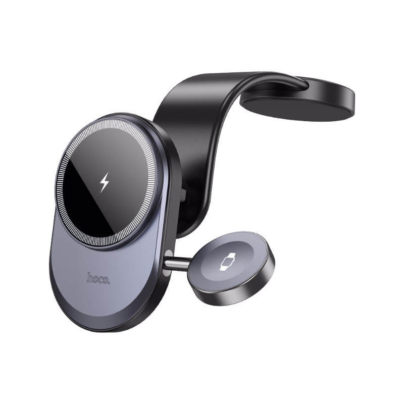 HOCO Algérie DZ - HW28 Excelso 2-in-1 wireless fast charging car holder(center console) black gray (4) HOCO HW28 - Support de voiture à chargement rapide sans fil Excelso 2 en 1 (console centrale) – Image 1