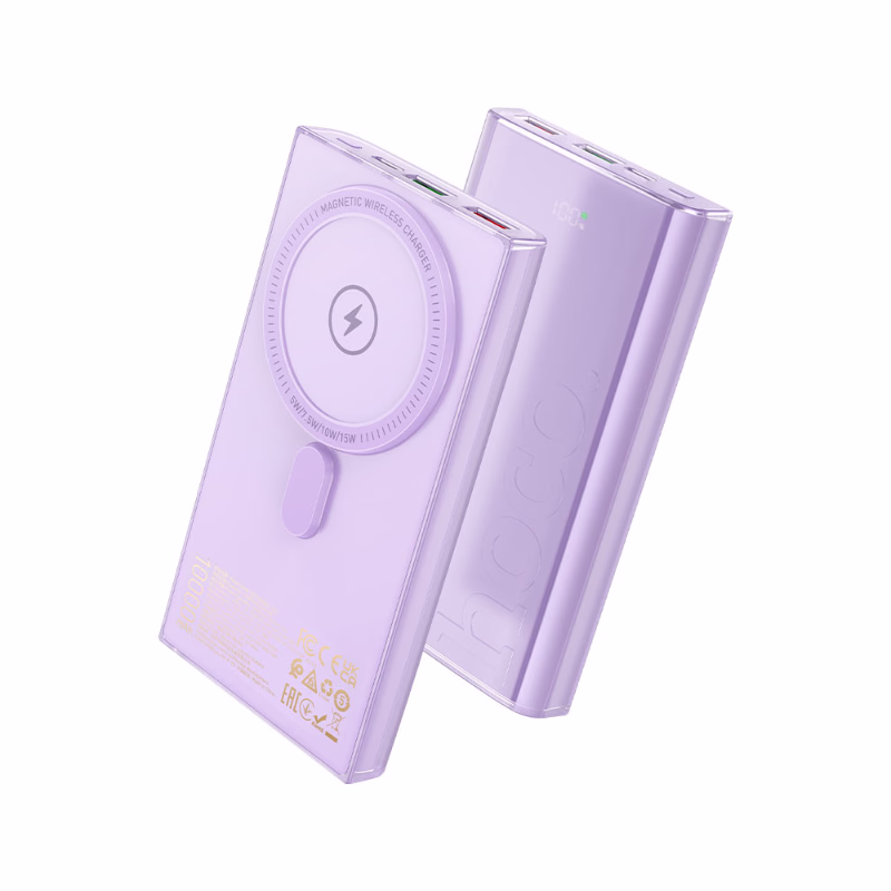 HOCO Algérie DZ - Q22 Taurus 22.5W+PD20W magnetic fully compatible power bank with digital display(10000mAh) purple (2) HOCO Q22 - Batterie externe magnétique Taurus 22,5 W + PD20 W (10 000 mAh) violet - , entièrement compatible, avec affichage numérique – Image 1