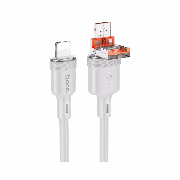 HOCO U131 Afortunado – Câble de charge 2-en-1 USB/Type-C vers iPhone / USB/Type-C vers Type-C- fiable et durable, idéale pour tous vos usages quotidiens
