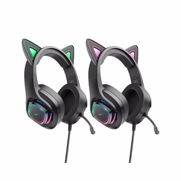 HOCO W107 Cute Cat – Casque de gaming lumineux avec oreilles de chat - Performance audio, esthétique originale et plaisir de jeu
