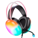 HOCO W109 Rich, casque filaire de jeu  effet d'éclairage RVB au niveau des écouteurs et du serre-tête, cache-oreilles en cuir – Image 8