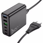 HOCO C133A Earl – Chargeur mural 6 ports PD 75W (3* USB-C + 3* USB-A) (Version EU) - Puissance professionnelle, design élégant