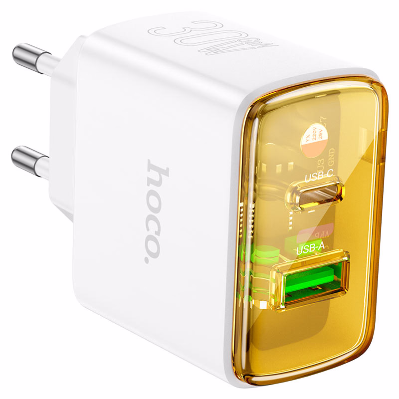 HOCO DZ - CS42A Smart – Chargeur mural double port PD 30W + QC3.0 avec câble (C to IP) (version EU) - Recharge rapide, design intelligent et élégance compacte HOCO CS42A Smart – Chargeur mural double port PD 30W + QC3.0 (version EU) - Puissance rapide, design intelligent – Image 1