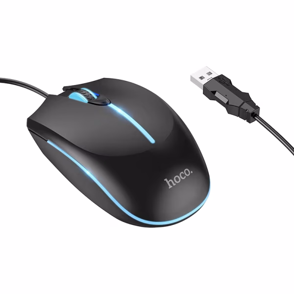HOCO GM37 Wonderful – Souris filaire gaming lumineuse -contrôle précis avec éclairage RVB pour les joueures professionnels