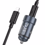 HOCO Z57 – Chargeur voiture rapide Glorious PD 30W avec câble (Type-C to iPhone) – Design compact, puissance maximale