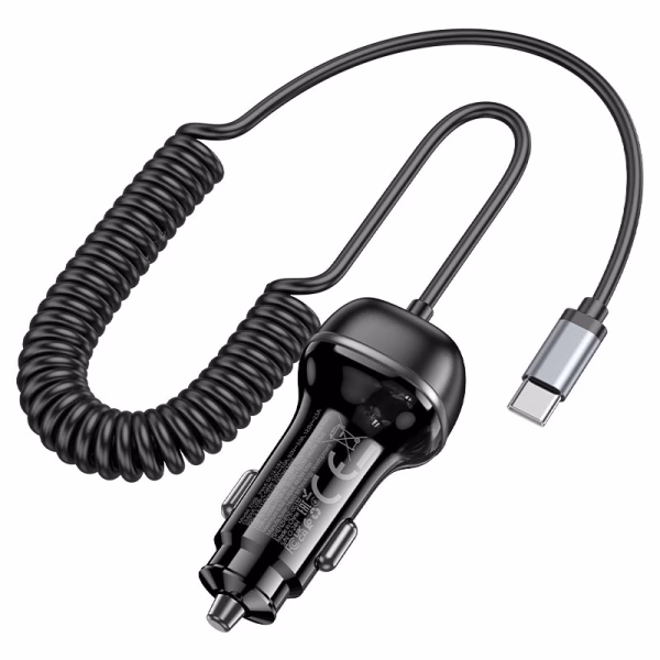 HOCO Z58B Rank – Chargeur de voiture intelligent 48W à charge rapide PD30W + QC3.0 avec câble intégré Type-C