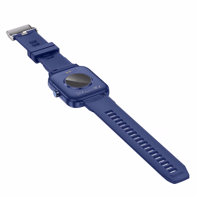 Smartwatch Hoco Y27 bleue posée sur fond clair – montre connectée avec appels Bluetooth Algérie