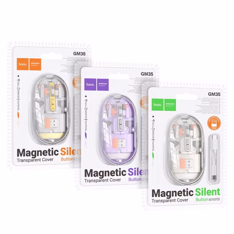 Pack de souris sans fil HOCO GM35 General double mode rechargeable Bluetooth et USB 2.4G – design transparent et clics silencieux en Algérie